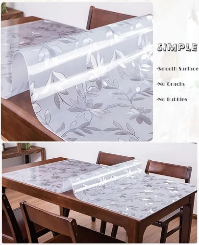 Miniatura 3 de Protector de mesa transparente de 0.069 pulgadas de grosor, 23.6 x 55 pulgadas, resistente al agua y antideslizante, alfombrilla cuadrada