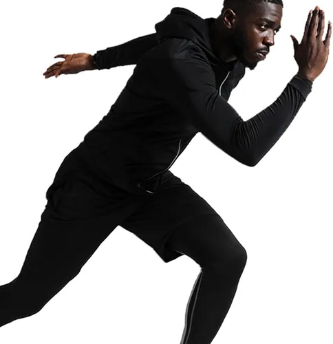 Miniatura 4 de BUYJYA 5 piezas de pantalones de compresión para hombre, camisa de manga larga, conjunto atlético, ropa de gimnasio, entrenamiento, regalo del día