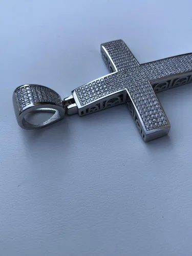 Miniatura 8 de Harlembling Solid 925 Sterling Silver Iced Cross Pendant - Men's - 2x1.5 20 Grams - Fits Up To 8mm Chains!
