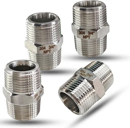 Miniatura 18 de 1" Tetina macho hexagonal, accesorios de tubería de acero inoxidable 304, adaptador de tubería roscada NPT de 1 pulgada, conectores de tetinas