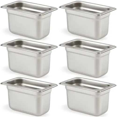 Miniatura 29 de CURTA Paquete de 6 sartenes antiatascos para hotel, tamaño 1/6 de 6 pulgadas de profundidad, bandeja comercial NSF de acero inoxidable 18/8