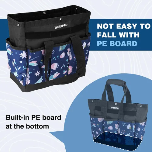 Miniatura 6 de WORKPRO Bolsa de herramientas de jardín, bolsa Oxford resistente de 9 bolsillos, soporte para kit de herramientas de jardinería, 12 x 12 x 6