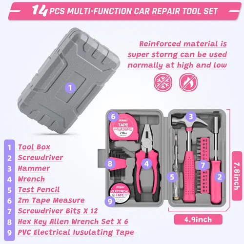 Miniatura 3 de Kit de emergencia para automóvil de 298 piezas, kit de emergencia para automóvil con cables de puente, kit de emergencia para vehículos, kit