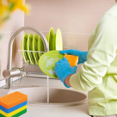 Miniatura 6 de Patelai Esponja de silicona para platos, 10 piezas, esponja de limpieza reutilizable para cocina, esponja suave para frutas y verduras