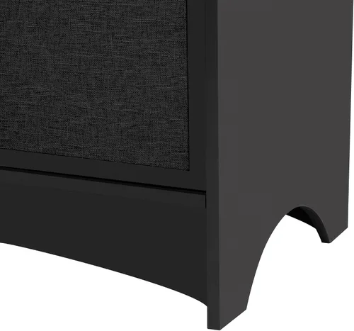 Miniatura 8 de Armario de almacenamiento de diseño curvo, armario de almacenamiento con 3 puertas y estantes ajustables, puertas de gabinete de lino, mango redondo