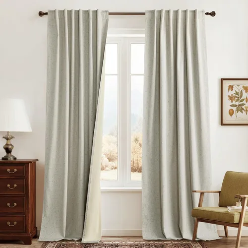 Miniatura 11 de RYB HOME Cortinas cortas opacas 100% marrones, 45 pulgadas de largo, 52 pulgadas de ancho, bloqueo de luz y aislamiento térmico para cocina