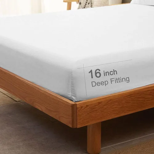 Miniatura 6 de SONORO KATE Juego de sábanas de microfibra súper suave de 1800 hilos, sábanas egipcias de lujo de 18 pulgadas de profundidad, antiarrugas e Blanco