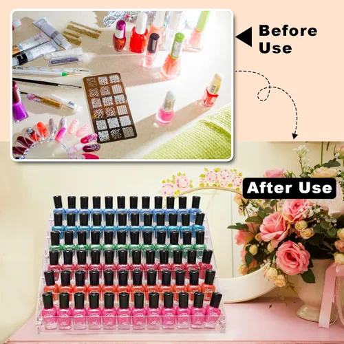 Miniatura 2 de Estante organizador de esmalte de uñas acrílico, soporte de 6 niveles, estante de pintura, estante de esmalte de uñas de gel, organizador de lentes