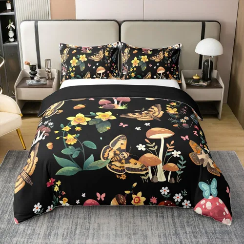 Miniatura 46 de jejeloiu Cute Mushroom Decor Duvet Cover 100% Cotton for Kids Boys Girls Twin Size Botanical Plants Bedding Set Cartoon Mushrooms Comforter Cover