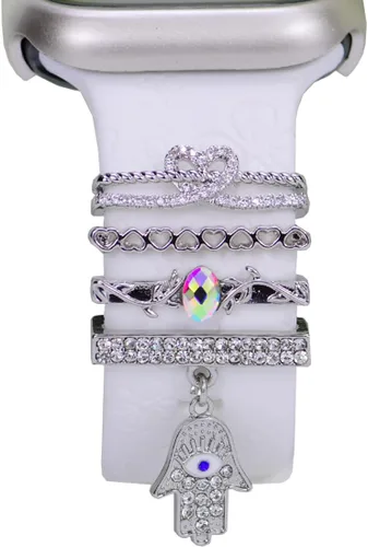Miniatura 9 de Abalorio de Correa de Reloj, Anillos Decorativos Compatibles con Correas de Silicona de Apple para Mujeres 49mm 45mm 44mm 42mm 41mm 40mm 38mm