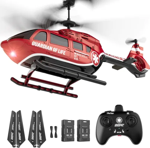Miniatura 10 de DEERC - Helicóptero RC, avión RC para niños y adultos, helicóptero de control remoto de 2.4GHz, tiempo de vuelo de 26 minutos, luces LED y retención