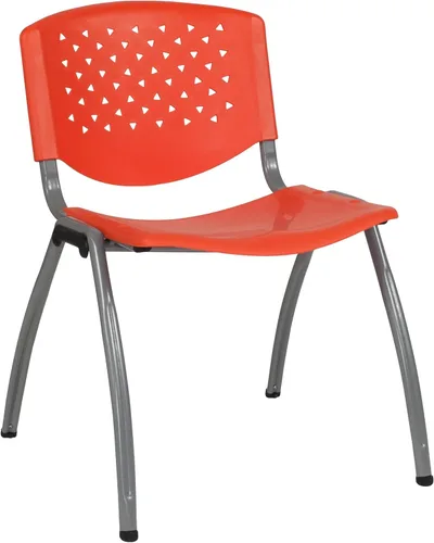 Miniatura 21 de Flash Furniture - Silla apilable de plástico negro de la serie HERCULES con capacidad de 880 lb. y marco recubierto en polvo de color gris titanio