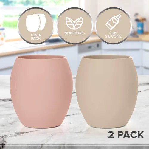 Miniatura 3 de Taza de silicona para bebé, taza de entrenamiento para niños pequeños, taza abierta para el destete LED de bebé, paquete de 2 tazas para bebés sin