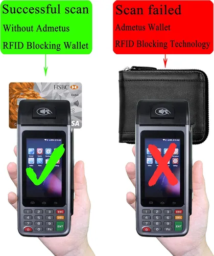Miniatura 51 de Admetus Billeteras con bloqueo RFID para hombre, billetera de cuero con cremallera para hombres con tarjetero RFID plegable