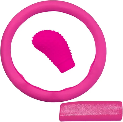 Miniatura 9 de Juego de 3 fundas de silicona antideslizantes para volante de automóvil, freno de mano y palanca de cambios, protector universal de decoración