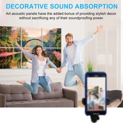 Miniatura 6 de JBER Paneles acústicos artísticos decorativos, paquete de 6 paneles acústicos artísticos para decoración de pared con autoadhesivo, adecuados