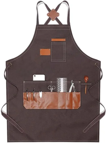Miniatura 7 de boshiho Delantal de pintura para adultos, hebilla ajustable, delantal de barbero con bolsillos para mujeres/hombres/unisex, delantal de trabajo
