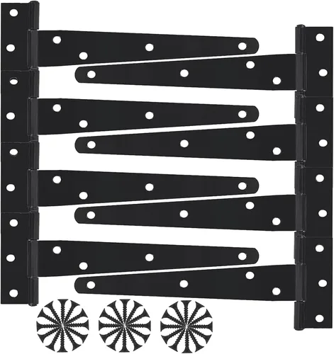 Bisagras de puerta resistentes de 10 pulgadas, paquete de 8 bisagras de correa en T, bisagras en T para puerta de almacenamiento, bisagras en T con