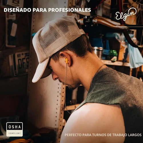 Miniatura 4 de Auriculares Elgin Ruckus inalámbricos Bluetooth con protección auditiva, 25 dB NRR, micrófono con cancelación de ruido, batería de 12 horas, a
