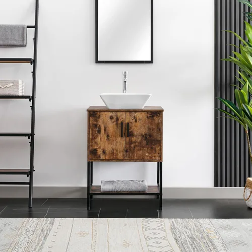 Miniatura 21 de eclife Combo de Tocador de Baño de 36" con Lavabo, Gabinete Moderno de Soporte de Metal con Estante Inferior y Gabinete Lateral de Almacenamiento