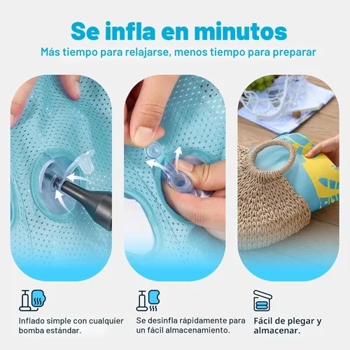 Miniatura 6 de SLOOSH Tumbona inflable para piscina, flotadores de tela XL para adultos, tumbona flotante de agua ultra cómoda con reposacabezas para playa, lago