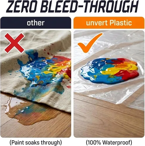 Miniatura 5 de Láminas de plástico para pintores, paños de plástico para pintar, lona de tela de gota de pintura de 9 x 12 pies, cubierta de lona de plástico 3