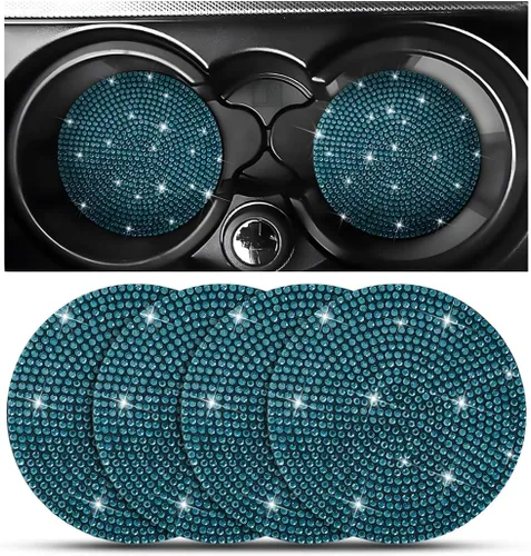 Miniatura 19 de Osilly – Portavasos para auto con brillantes, 2 unidades, diamantes de imitación, antideslizantes, portavasos universales de 2.75 pulgadas