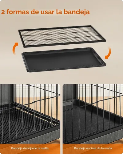Miniatura 6 de Feandrea Muebles de jaula para perros, mesa auxiliar auxiliar de 38.6 pulgadas, moderna perrera para perros de interior de hasta 70 libras, jaula