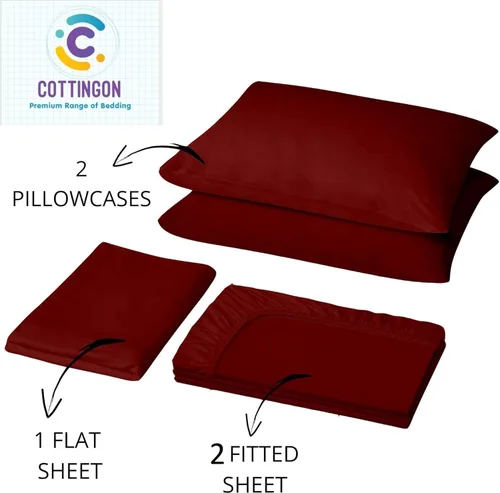 Miniatura 4 de Cottingon Juego de 5 sábanas divididas tamaño King para camas ajustables, juegos de ropa de cama 100% microfibra cepillada para camas de número