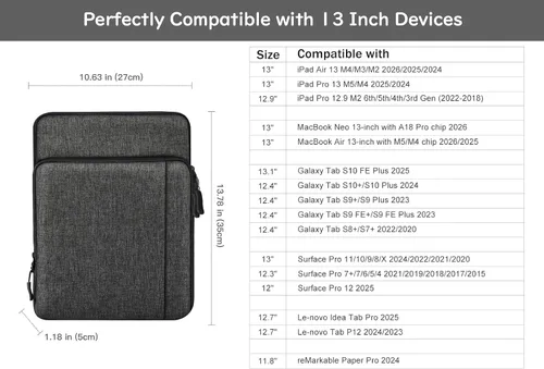 Miniatura 2 de Dadanism Funda de transporte para tablet de 13.3 pulgadas para MacBook Neo de 13 pulgadas 2026, MacBook Air M5/M4 de 13 pulgadas, iPad Air M4/M3