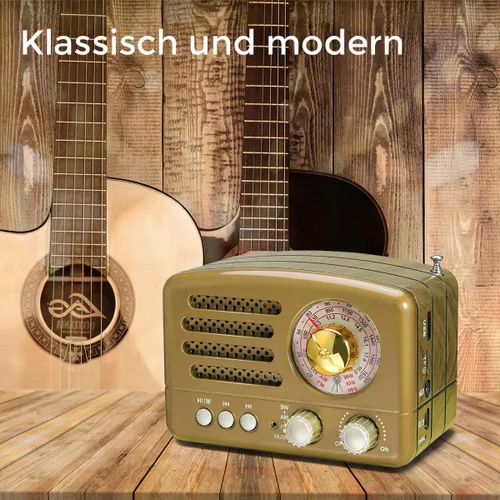 Miniatura 7 de Radio PRUNUS J-160 Retro Vintage AM FM con Bluetooth, Regalos para Papá y Mamá, Reproducción USB/Tarjeta TF, Pequeñas Radios Transistores Operadas