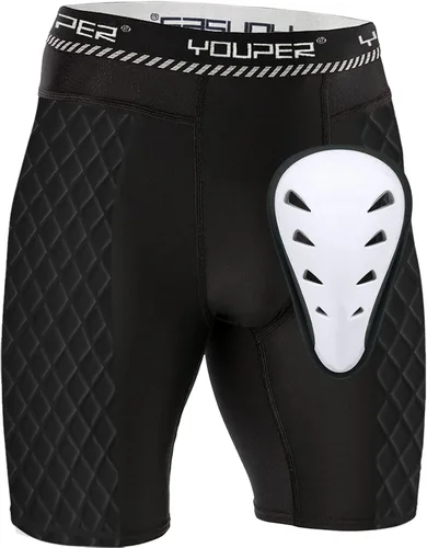 Miniatura 6 de Youper Pantalones cortos deslizantes acolchados de compresión Elite para adultos con copa atlética protectora para béisbol, fútbol