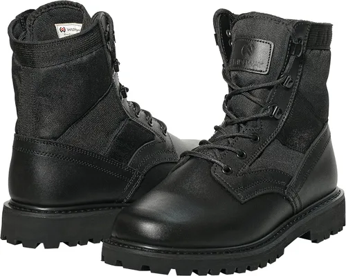 Miniatura 26 de Botas militares de WIDEWAY para hombres, botas de combate de jungla tácticas de cuero resistente al deslizamiento, negras, para hombres, todo