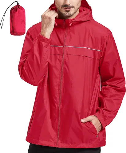Miniatura 47 de SWISSWELL Chaqueta impermeable para hombre, rompevientos, ligera con capucha para uso diario casual