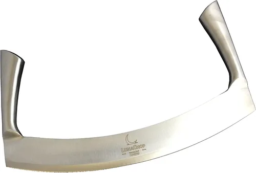 Miniatura 5 de Mezzaluna - Cuchillo para picar verduras para ensalada picada, cuchillo industrial para pizza (hoja de 14 pulgadas)