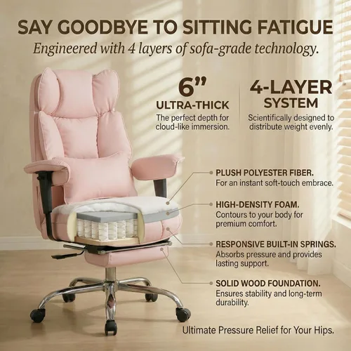 Miniatura 5 de Efomao Silla de oficina grande y alta de 400 libras, silla de escritorio reclinable resistente con reposapiés, silla ejecutiva de piel sintética