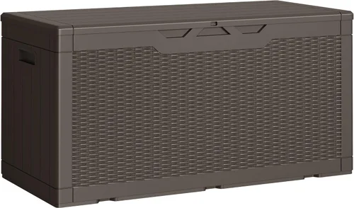 Miniatura 21 de Greesum Caja de resina de 31 galones para todo tipo de clima, cajas de almacenamiento al aire libre para juegos de muebles de patio, juguetes al