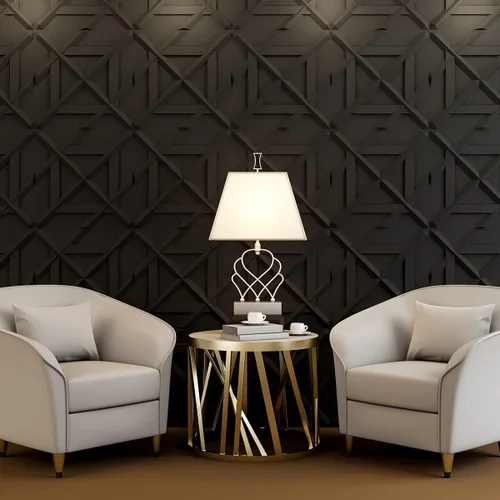 Miniatura 2 de Art3d Panel de pared 3D de PVC, azulejos decorativos de pared en negro, paquete de 12 unidades de 19.7 x 19.7 pulgadas Negro profundo