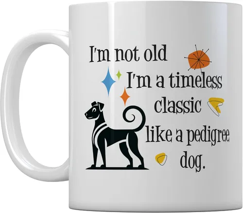 Timeless Classic Pedigree Dog Coffee Cup | Divertido regalo retro para los amantes del té | Regalo de cumpleaños o día de la madre para mamá