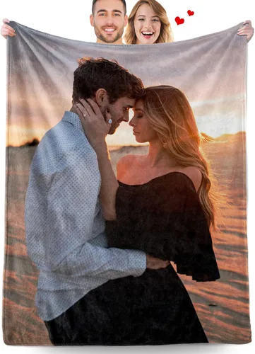 Manta Personalizada para Novio y Novia con Fotos y Texto, Mantas Personalizadas para Parejas con Imágenes, Manta de Regalos de Boda Personalizados,
