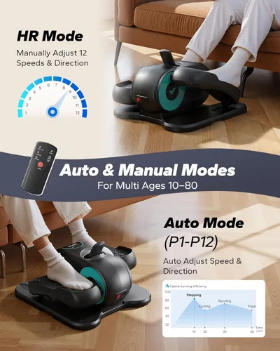 Miniatura 7 de MERACH Under Desk Elliptical Machine, Leg Exerciser While Sitting for Seniors with 12-Speeds & Remote Control, Quiet Portable Electric Seated Pedal