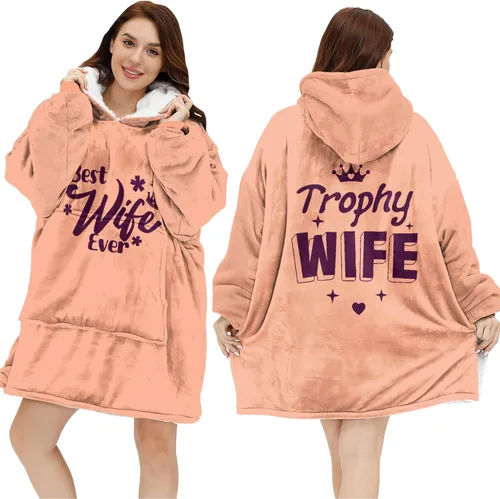 Miniatura 7 de Warmstorey Wearable Blanket Hoodie For Mom Wife - Best Wife Ever Hoodie From Husband Daughter Son - Birthday Mothers Day Gift