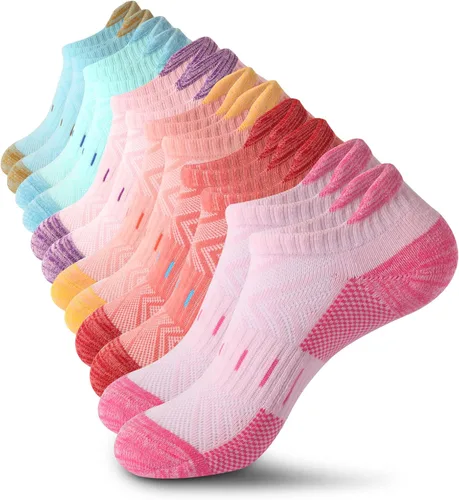 Calcetines de compresión de tobillo para mujer, atléticos, para correr, de corte bajo, para caminar, acolchados, 5 pares