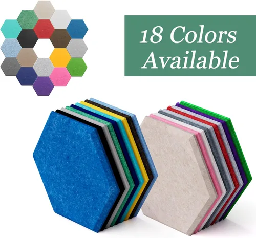 Miniatura 7 de Paneles acústicos hexagonales, paquete de 12 paneles de absorción de sonido de alta densidad de 12 x 10 x 0.4 pulgadas para mejorar la reducción