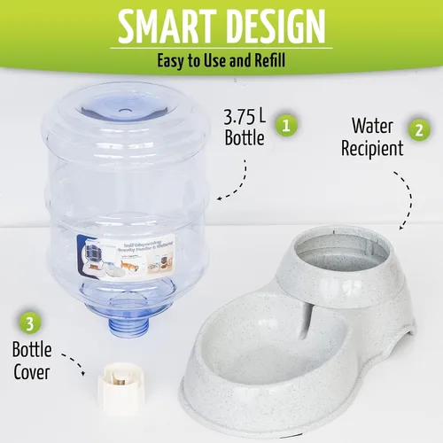 Miniatura 5 de ZONETECH Dispensador de comedero para mascotas, paquete de 2 unidades, de alta calidad, duradero, autodispensable, gravedad de 1 galón, alimentación