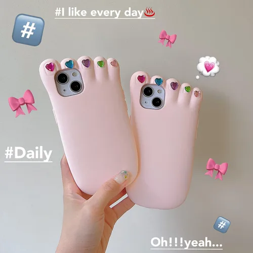 Miniatura 7 de Funda para iPhone 13 Pro Max, fundas 3D Kawaii para teléfono, divertidas y lindas de dibujos animados con pie de uñas decoradas, funda de silicona