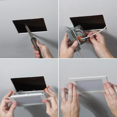 Miniatura 5 de HALO HLB Luz LED Ultra-Delgada Empotrada Cuadrada Sin Lata de 6 Pulgadas para Techo y Ducha 975 Lúmenes 5 Temperaturas de Color Clasificación Húmeda