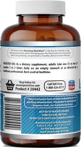 Miniatura 4 de Amazing Formulas - Suplemento de aminoácidos L-triptófano 500 mg por porción Cápsulas Sin OMG Sin gluten Fabricado en Estados Unidos