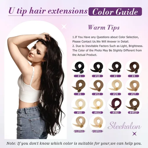 Miniatura 6 de Extensiones de cabello humano con punta en U, con queratina de fusión caliente, extensiones de cabello humano real, extensiones de cabello Remy