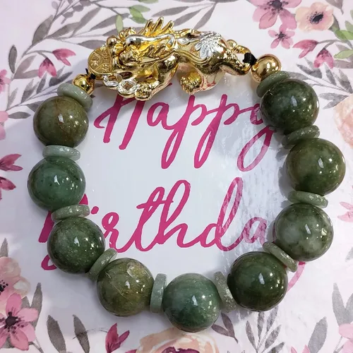 Miniatura 5 de Heavens Tvcz Pixiu - Pulsera para mujeres y hombres joyería de jadeíta con jade real espiritual positivo cuentas verdes Feng Shui dijes tailandeses
